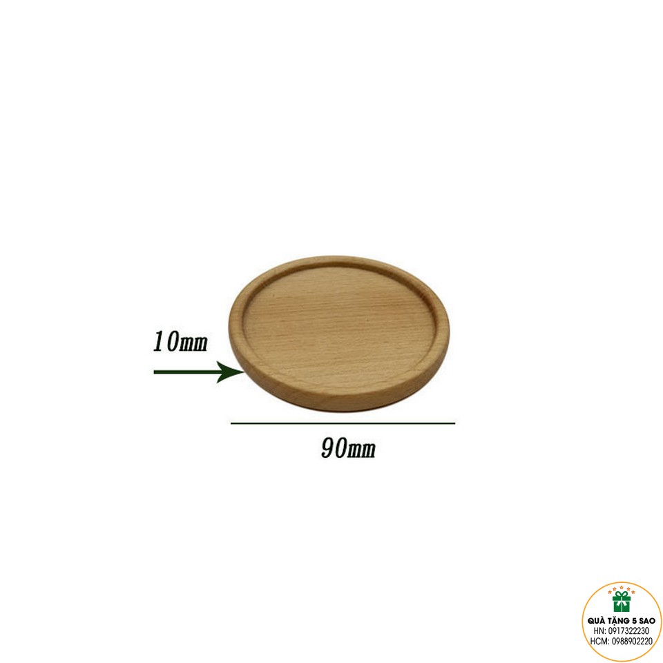Kích thước của miếng lót ly bằng gỗ thịt loại tròn đường kính 90mm